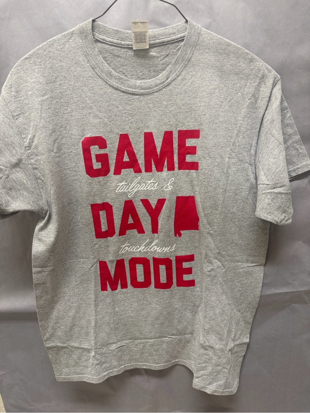 GAME DAY MODE Gray & Red Graphic Tee